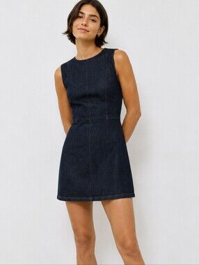 ZARA TRF Fitted Denim Mini Dress Dark Indigo Size M